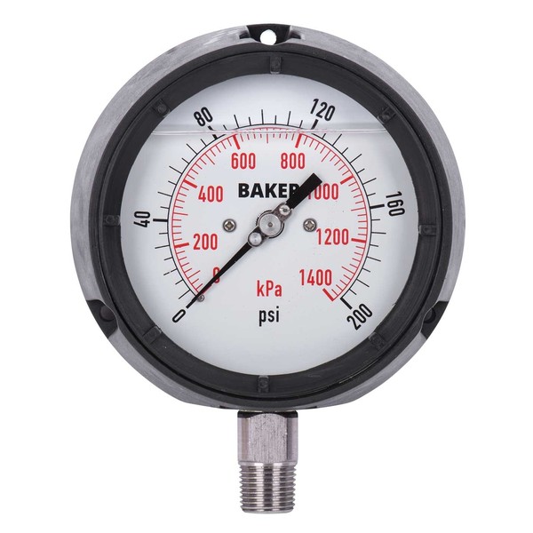 Baker Instruments LF45-200P-1/2 Pressure Gauge, 0-200 PSI LF45-200P-1/2